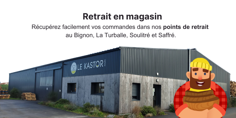Retrait bois de chauffage en magasin | Le-kastor.com